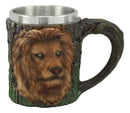 Aslan African Wild Safari Lion Mug Textured With Rustic Tree Bark Design 12oz