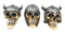 Set of Three Viking Warlords Skull With Battle Helmets Figurine Norse Mythology