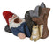 Whimsical Holiday Tipsy Drunk Garden Gnome Sleeping Near Squirrel Wine Holder