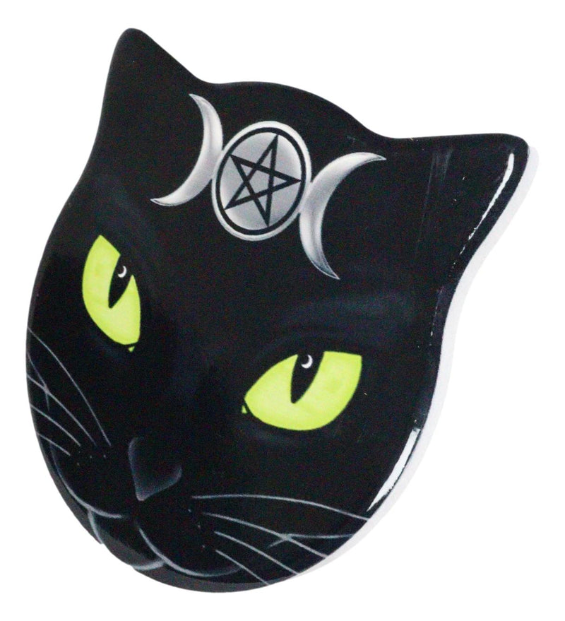 Ebros Wicca Black Cat Face Triple Moon Goddess Cork Backed Ceramic Coasters 4pcs