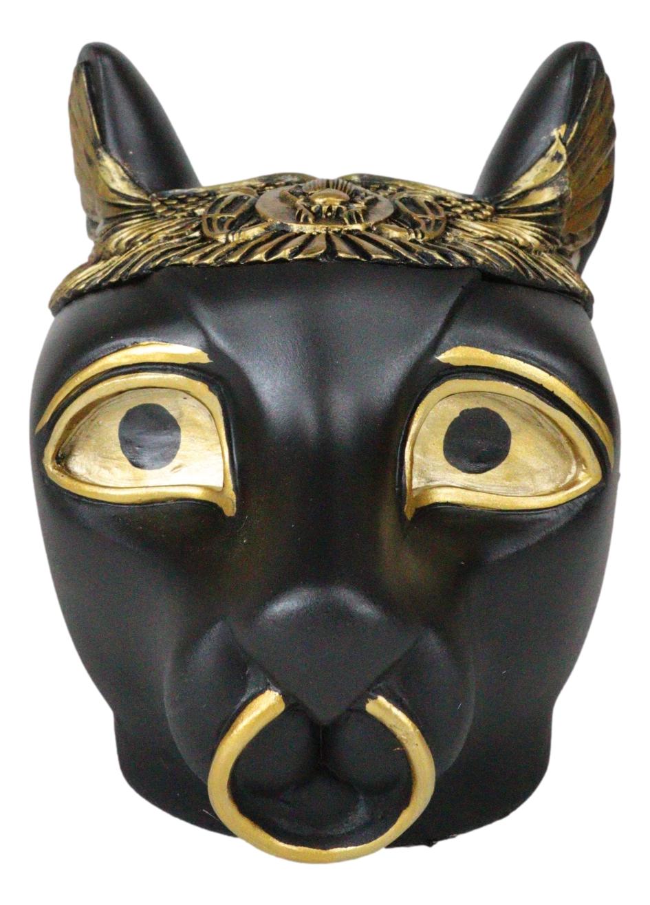 Egyptian Bastet Cat With Uraeus Cobras And Scarab Beetle Crown Decorative Box
