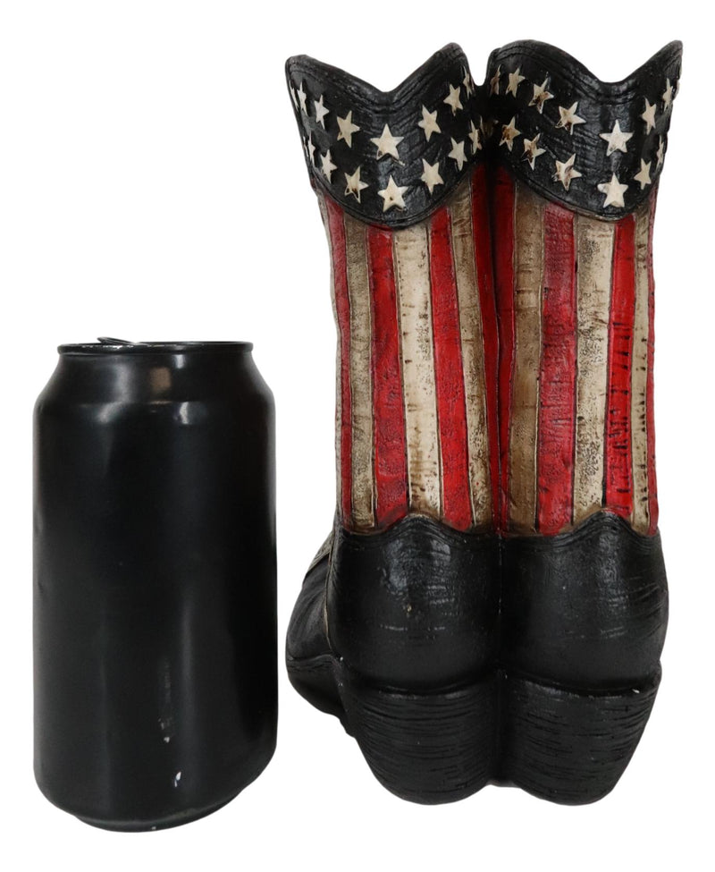 Rustic Western USA Flag Cowboy Boot Figurine Cell Phone Book Holder Easel Stand