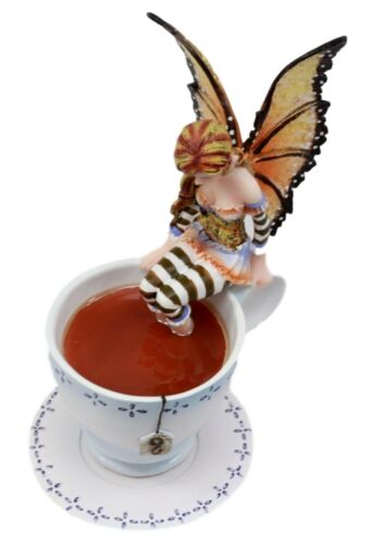 Ebros Amy Brown Fantasy Teacup Mocha Coffee Fairy Figurine Warm Toes 6.5"H