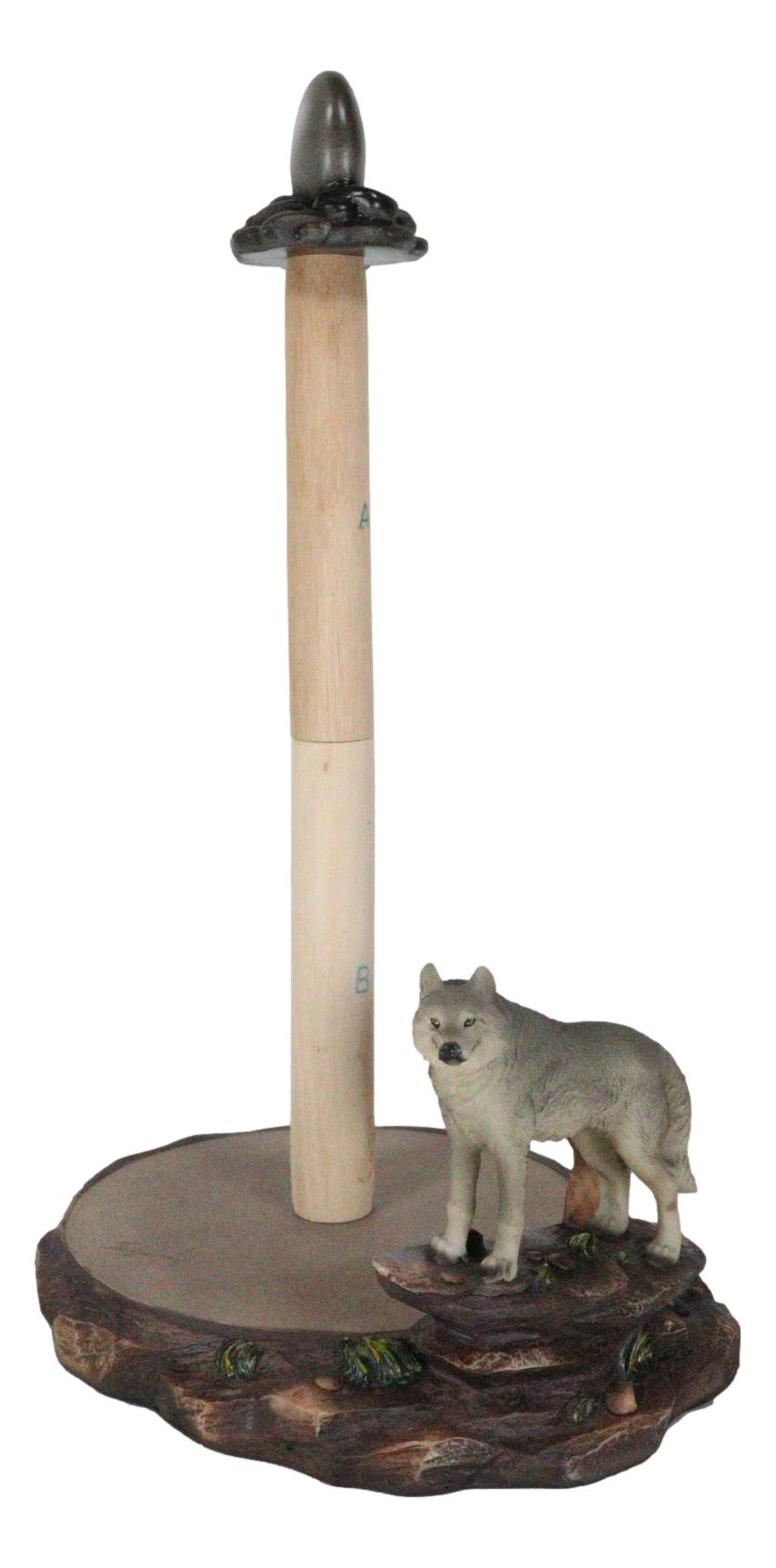 Rustic Wildlife Forest Alpha Gray Wolf Approaching Full Moon Paper Towel Holder