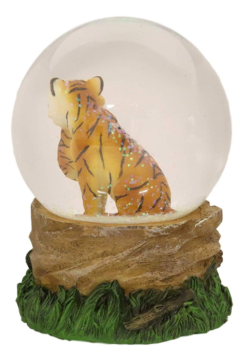 Ebros Forest Jungle Apex Predator Orange Bengal Tiger Glitter Snow Globe 100mm Decor