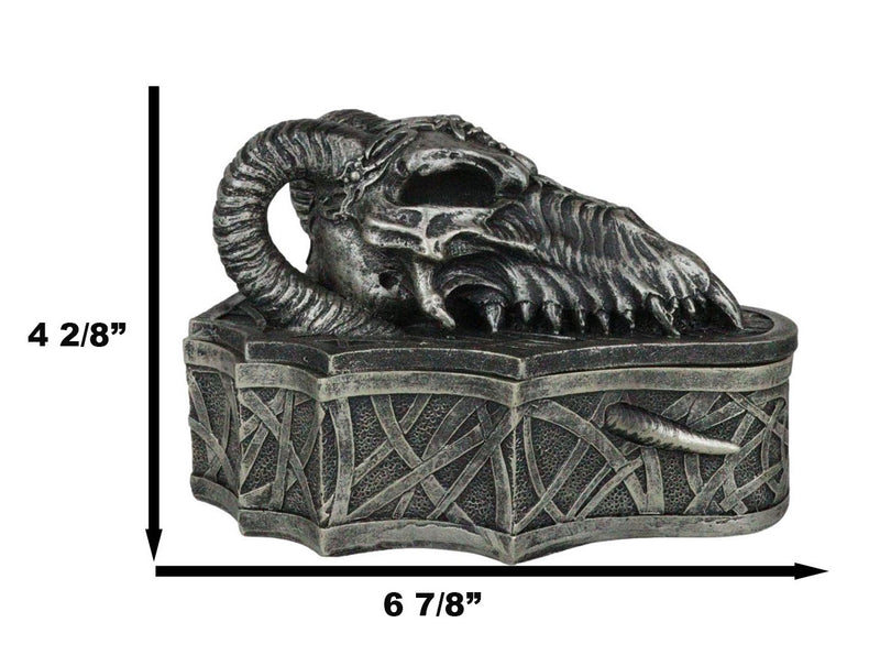 Medieval Celtic Tribal Knotwork Resting Dragon Skull Decorative Box Figurine