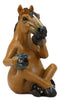 Caffeine Addict Brown Horse Drinking Coffee Eyeglass Spectacle Holder Statue