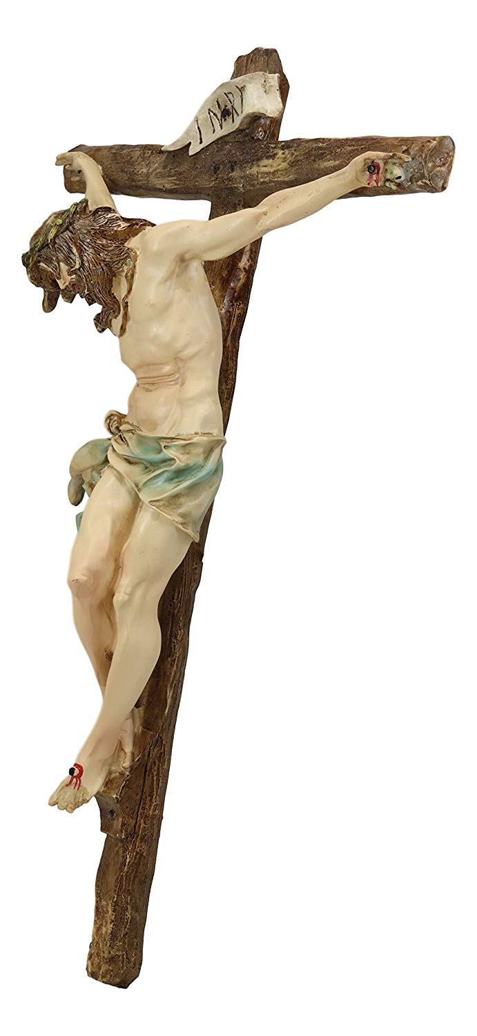 Ebros Large Jesus Christ at Calvary Crucifix INRI Wall Cross Hanging Plaque 20"H - Ebros Gift