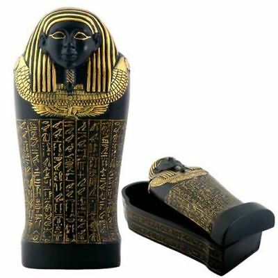 Ebros Black and Gold Egyptian High Priest Horkhebit of Saqqara Sarcophagus Coffin Decorative Box Figurine 7.25" Long Egyptian Temple Tombstone Historical Trinket Jewelry Stash Boxes Decor