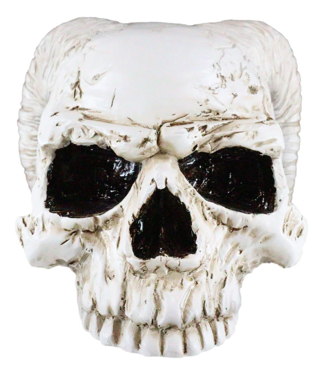Gothic Angel Of Hades Ram Horned Skull With Nude Winged Redemption Figurine