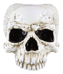Gothic Angel Of Hades Ram Horned Skull With Nude Winged Redemption Figurine