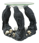 Ebros Skull Graveyard With Three Ravens Oil Warmer Statue Wax Tart Burner Aroma Scent