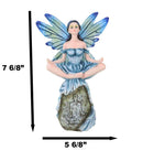 Fae Garden Zen Blue Dragonfly Fairy Meditating On Koan Yoga Rock Figurine