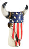 Western Patriotic US American Flag Star Spangled Banner Cow Skull Vase Planter