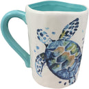 Ebros Blue And White Sea Turtle Ceramic Dinnerware (Drinking Cup Mug, Set of 2)