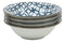 Ebros Made in Japan Blue Geometric Circles Ceramic Bowls Set of 4 Rice Meal Soup Dine