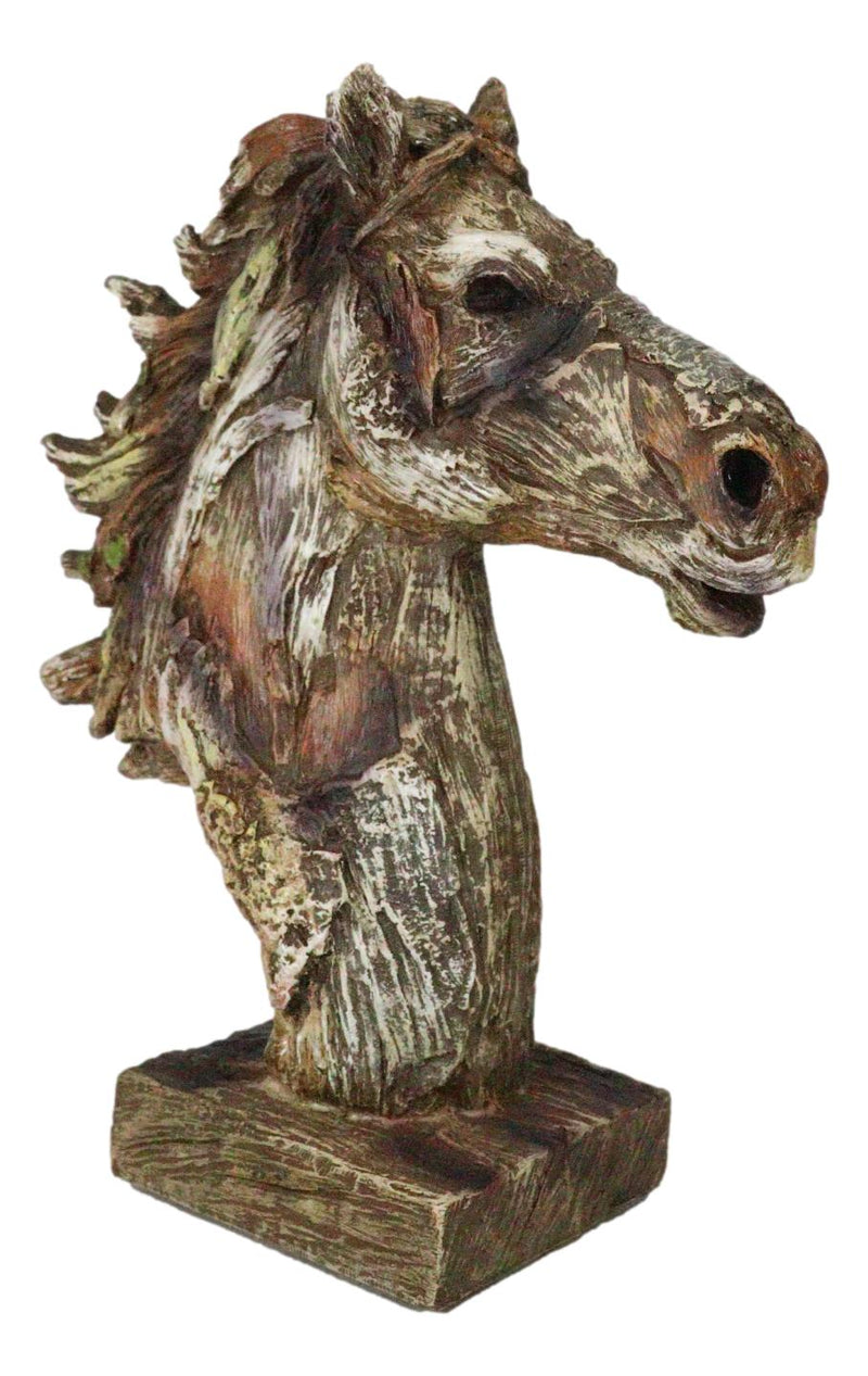 Faux Driftwood Equine Beauty Mustang Horse Head Desktop Plaque Sculpture 8.25"H