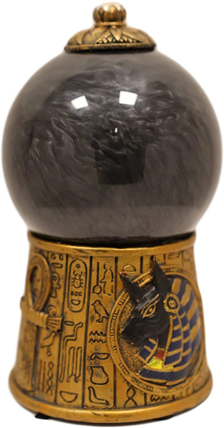 Ebros Egyptian God Anubis Black Chaos Sandstorm Ball Statue 7" Tall Fantasy