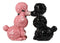 Black And Pink Chien Canne Poodles Salt And Pepper Shakers Ceramic Figurine Set