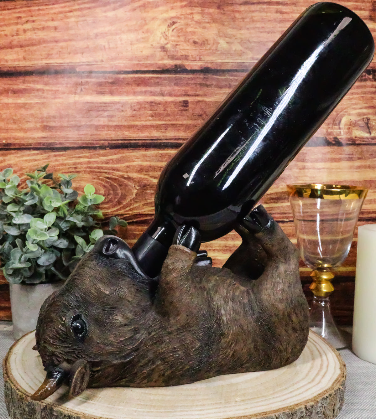 Kitchen Party Decor Drunk Buffalo Bison Wine Holder Rack Figurine Sculpture