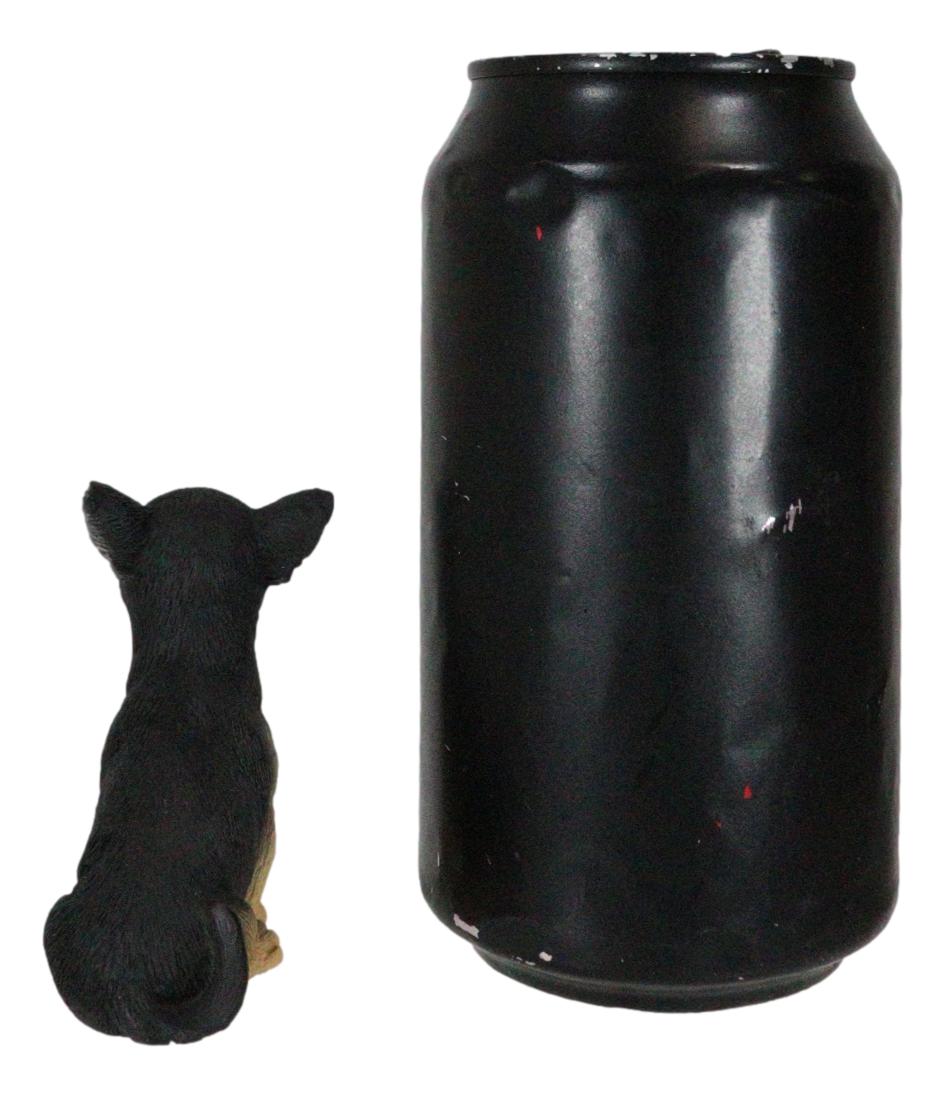 Sitting Lifelike Adorable Deer Head Black And Tan Chihuahua Puppy Dog Figurine