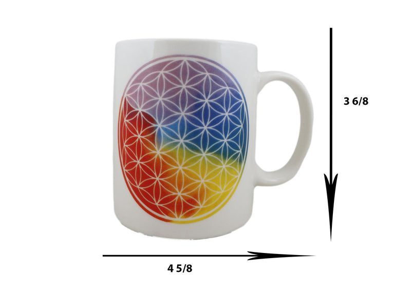 Pack Of 2 Flower Of Life Sacred Cosmic Geometry Bone China Coffee Mug Cups 12oz