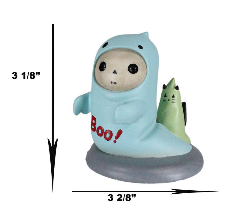 Unfortunate Lucky The Skeleton Boy Dressed in Boo! Ghost Halloween Figurine