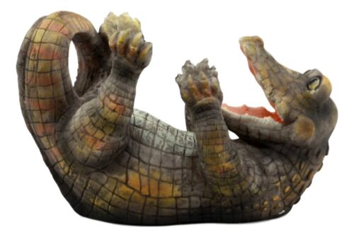 Comical Thirsty Alligator Wine Holder Figurine 8.75"H Prehistoric Reptile Party