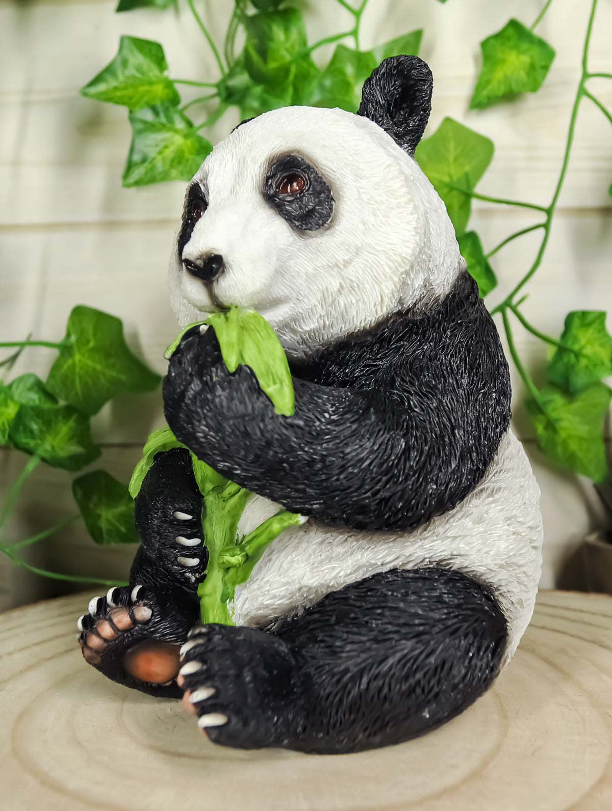 Ebros China Giant Panda Bear Cub Baby Eating Bamboo Statue 6.5" H Figurine