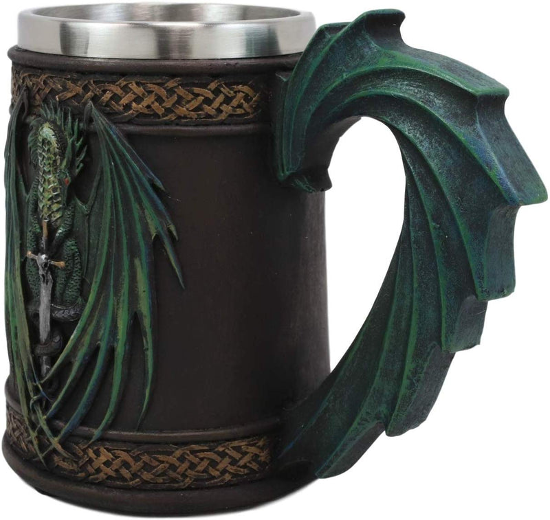 Ebros Ruth Thompson Dragon's Lair Skull Blade Drake 14oz Coffee Mug Tankard