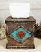 Rustic Country Western Turquoise Bullseye Faux Branch Wood Tissue Box Cover