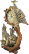 Ebros Howling Gray Wolves Family Table Clock with Pendulum 10.5" Height Decor