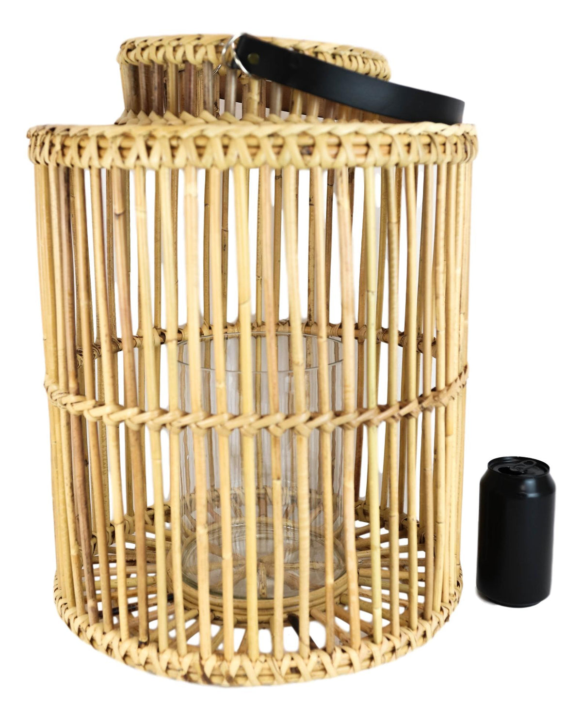 20"H Rustic Western Farmhouse Rattan Wooden Candle Holder Lantern With Hanger