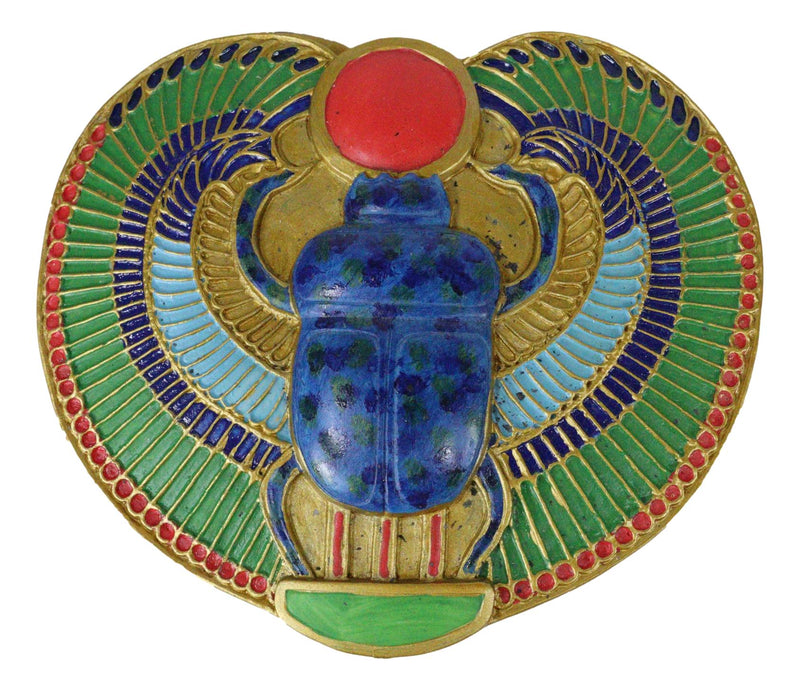 Ancient Egyptian Winged Scarab Beetle Colorful Decorative Trinket Jewelry Box