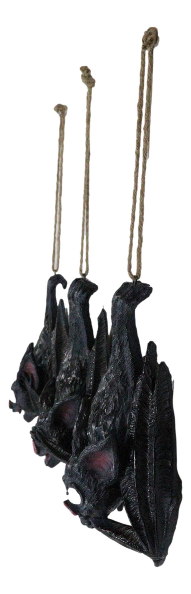 Gothic Vampire See Hear Speak No Evil Comical Bats Hanging Ornament Set of 3