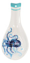 Nautical Blue And White Sea Octopus Ceramic Kitchen Utensil Holder Spoon Rest