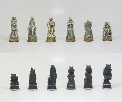 Ebros Gothic Vampires VS Werewolves Dracula Chess Pieces and Glass Board Set