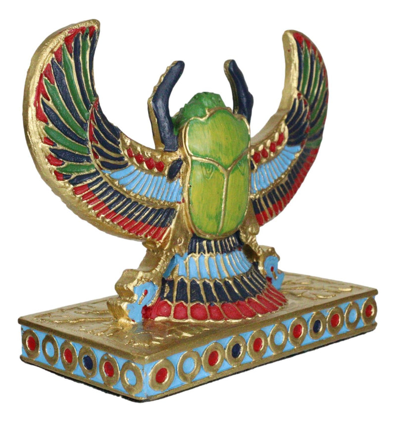Egyptian Beautiful Golden Winged Scarab Amulet Ankh Symbol of Rebirth Figurine