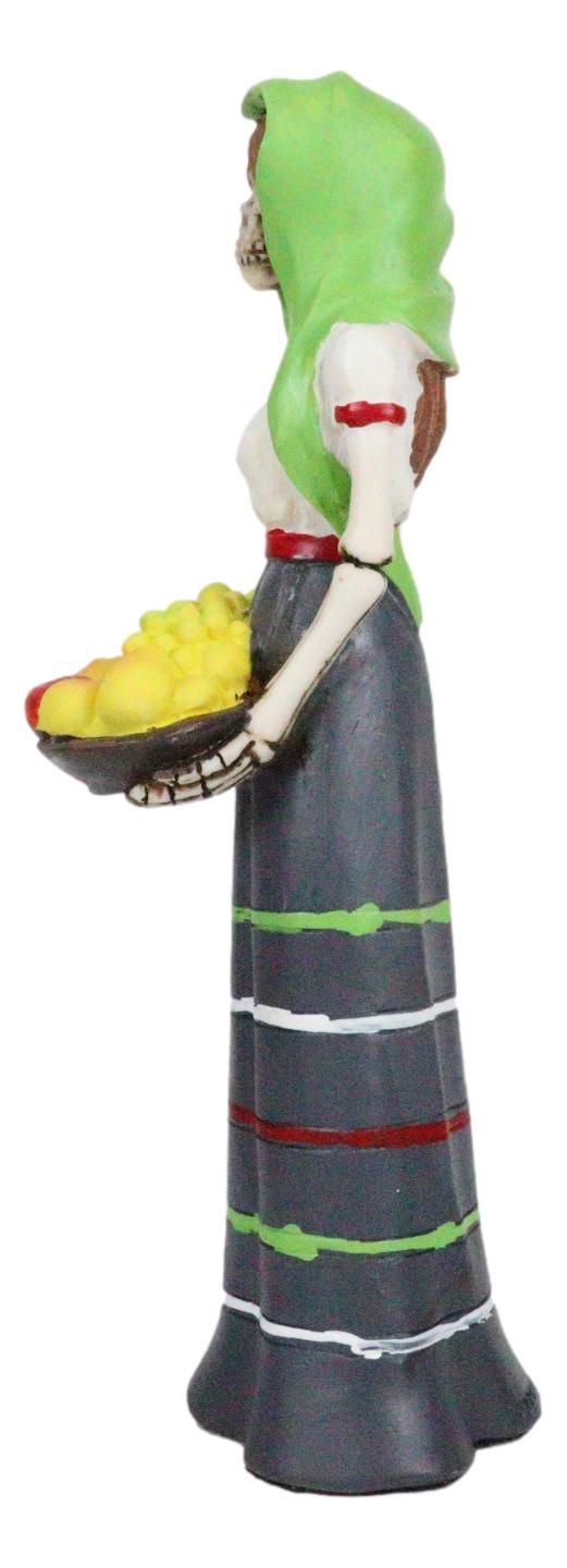 Day Of The Dead Gothic Lady Skeleton Carrying Fruit Platter Tray Figurine 6"H