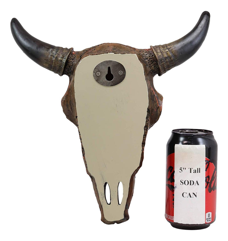 Ebros 11" High Western Southwest Steer Bison Buffalo Bull Cow Horned Skull Head with Turquoise Gem Silver Cross Tooled Leather Design Wall Mount Decor - Ebros Gift