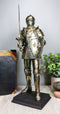 Electroplated Medieval Knight Suit of Armor Swordsman Statue With Base 16"Tall