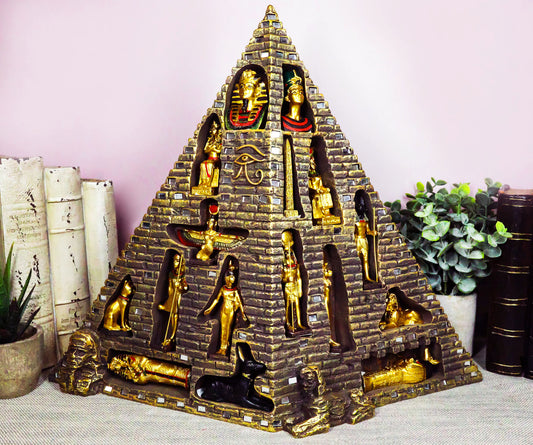 Ebros Egyptian Pyramid Statue With 16 Miniature Gods Anubis Osiris Isis Maat Bastet - Ebros Gift