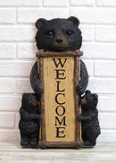 Rustic Forest Mama And Cubs Black Bears Family Welcome Sign Wall Decor Plaque