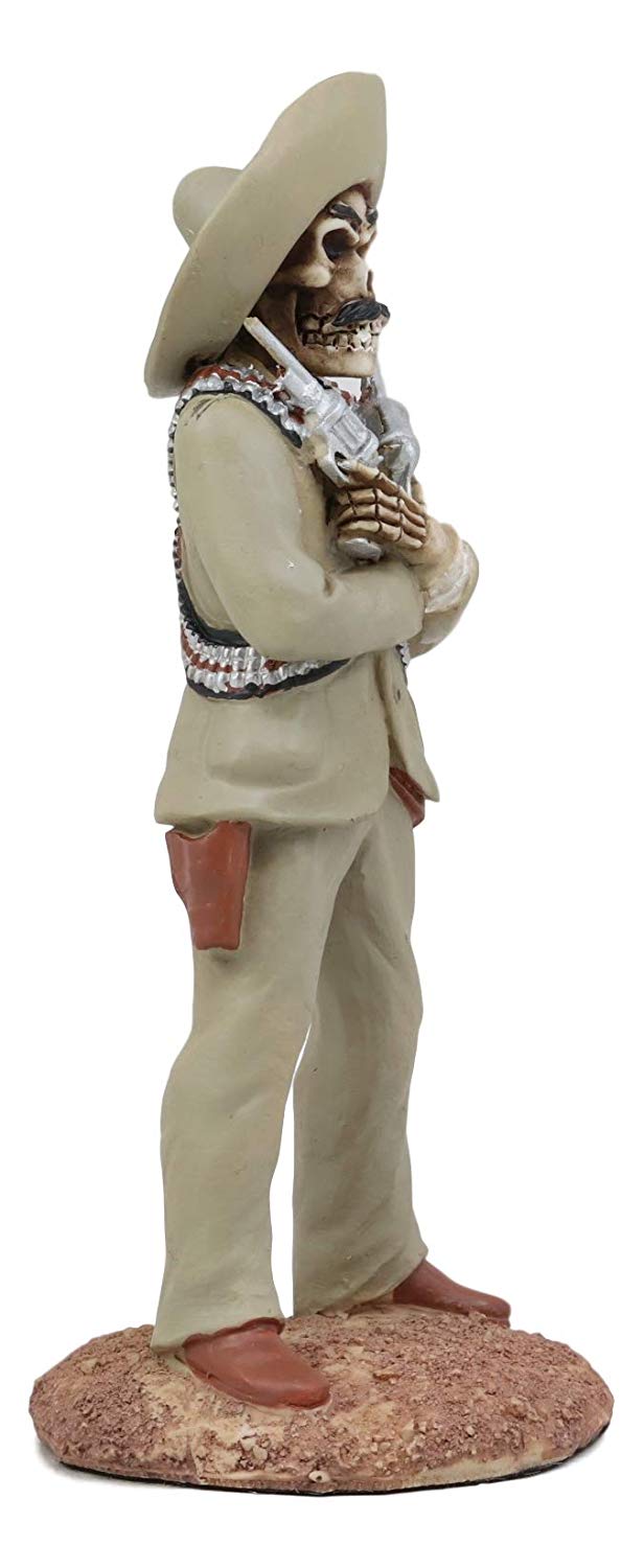 Ebros Day of The Dead General Pancho Villa with Dual Revolvers Skeleton Statue Governor of Chihuahua Mexican Revolutionary Hero of División del Norte Sculpture Home Decor Halloween DOD Figurine