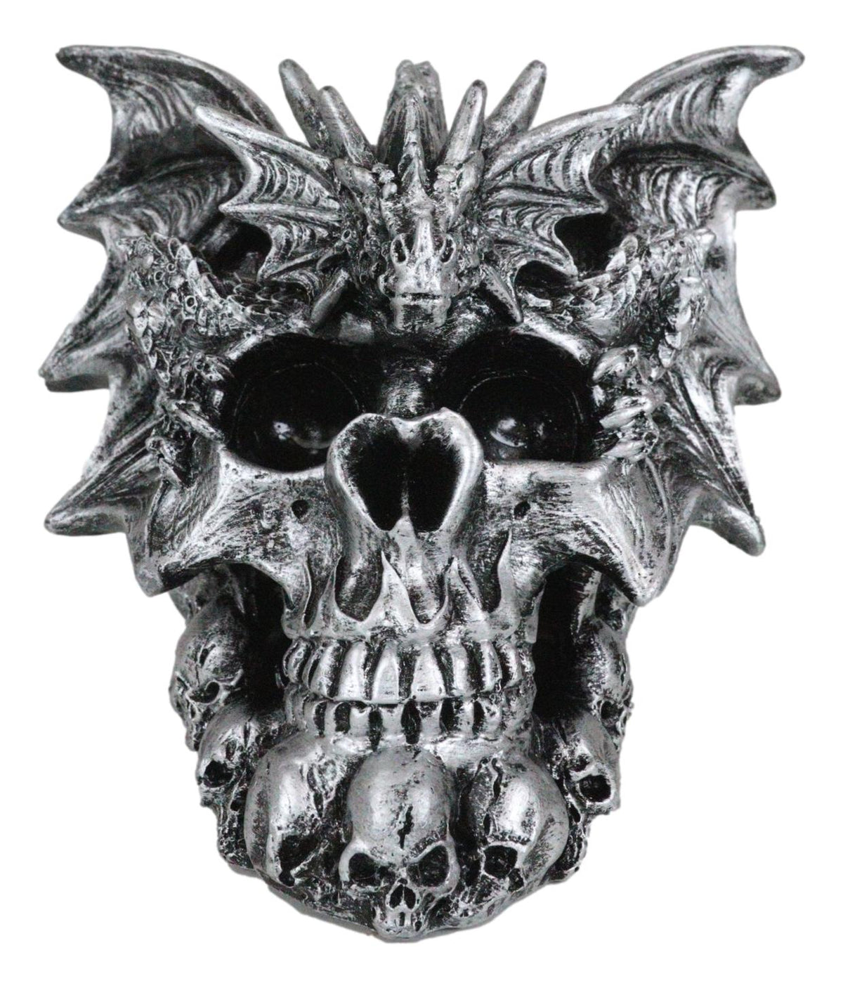 Flying Dragon On Ossuary Morphing Skull with Celtic Tribal Patterns Figurine - Ebros Gift