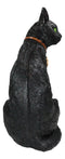 Wicca Witchcraft Green Eyed Moon Black Cat With Pentagram Necklace Figurine