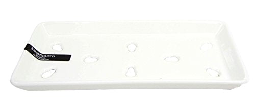 Ebros Japanese White Neta Zara Porcelain Sashimi Chef Serving Plate 2-PK For Sushi Box