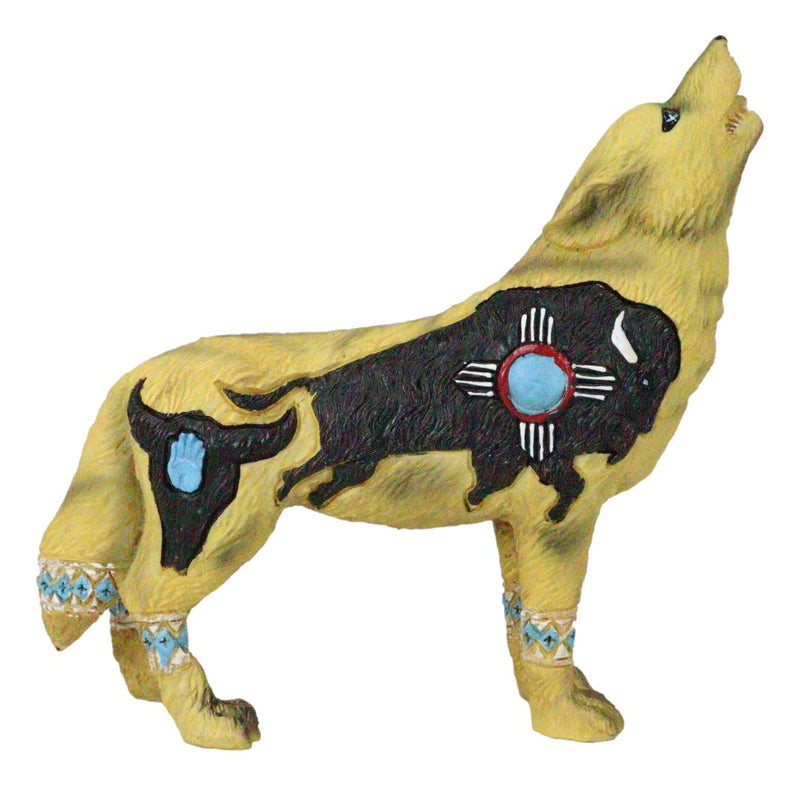 Howling Wolf Turquoise Buffalo Figurine Tribal Totem Animal Spirit Collection