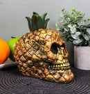 Hawaiian Tropical Pineapple Golden Skull Figurine 6"Tall Fruity Skeleton Head