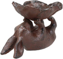 Ebros Gift Cast Iron Whimsical Bunny Rabbit Suspending Flower Petals Dish Bowl Garden Bird Bath Feeder Decor Statue 7.25" Long for Pool Patio Lawn Outdoors Decorative Accent